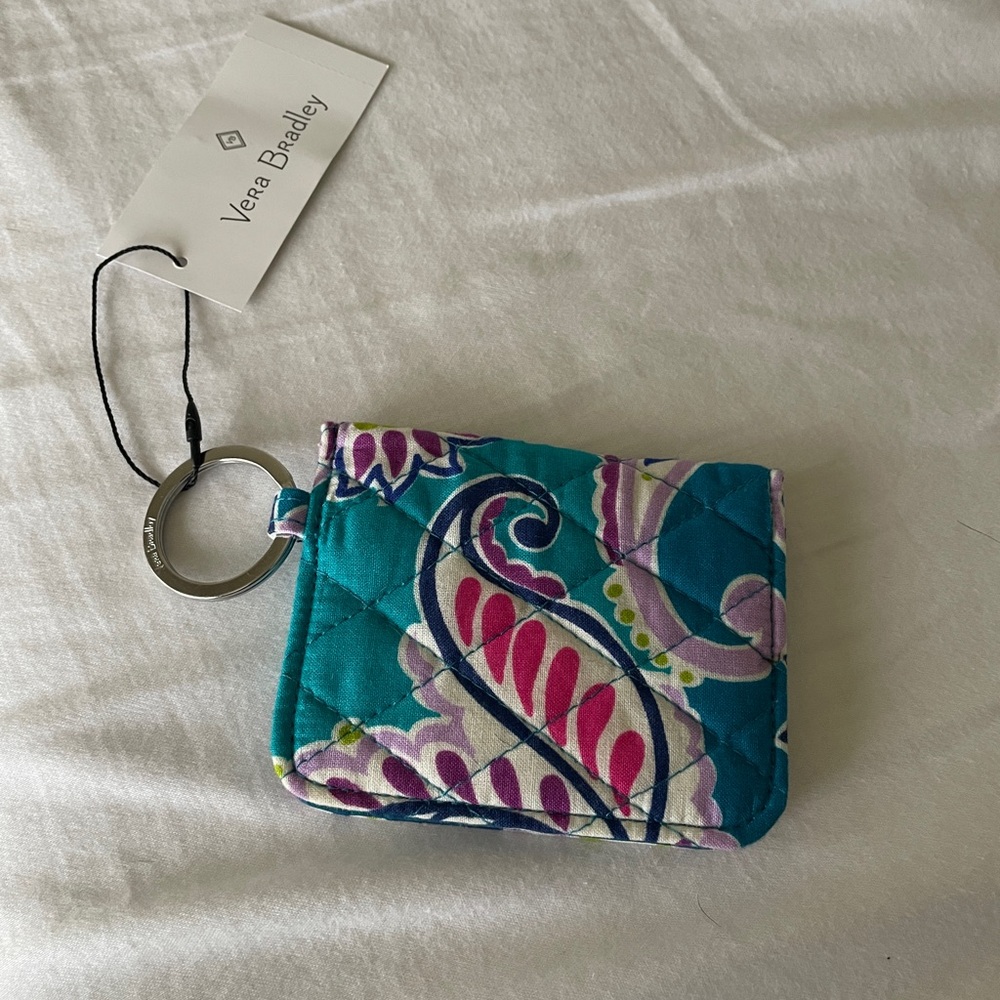 Vera Bradley Blue and Pink Key & Card Holder NWT